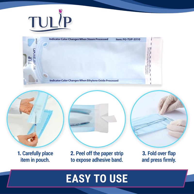 ãƒãƒ¥ãƒ¼ãƒªãƒƒãƒ—(Tulip) Self Sealing Sterilization Pouch 3.5" x 10" (200 Pack) - Autoclave Sterilizer Bags for Clean Tools - Dental and Nail Sanitizer Packets by - Image 2